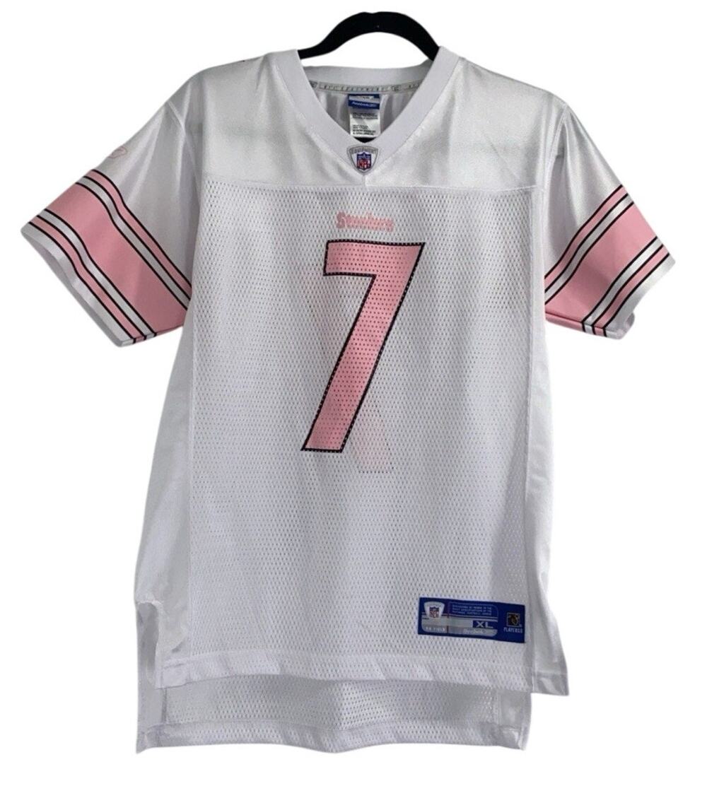 Ben Roethlisberger Pittsburgh Steelers Jersey Youth XL Reebok White/Pink